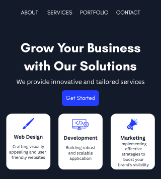 Website preview of a landing page from one of my projects