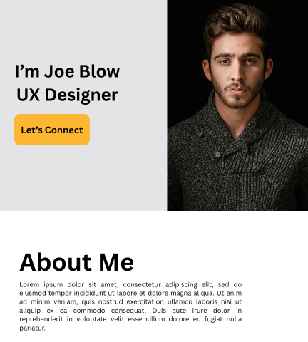 Website preview of a freelancing portfolio that I created for a client